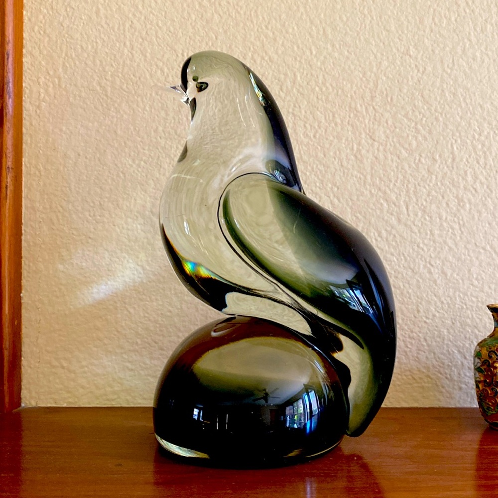 Large and heavy Murano glass Vintage artist bird statue